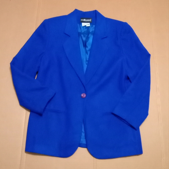 100% Pure Wool Sag Harbor Blue Women's Blazer Jacket Size 10 - Picture 4 of 11